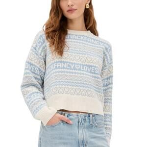 NEW LOVESHACKFANCY emberly wool fair isle pullover in winter haze